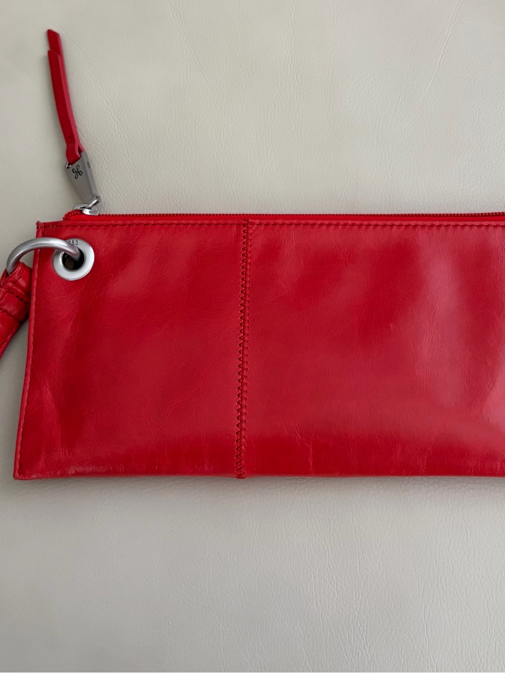 HOBO Red Leather Wristlet Clutch with Silver-Tone Grommet